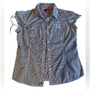 Women’s Tommy Hilfiger Gingham Short Sleeve Blouse Size Large